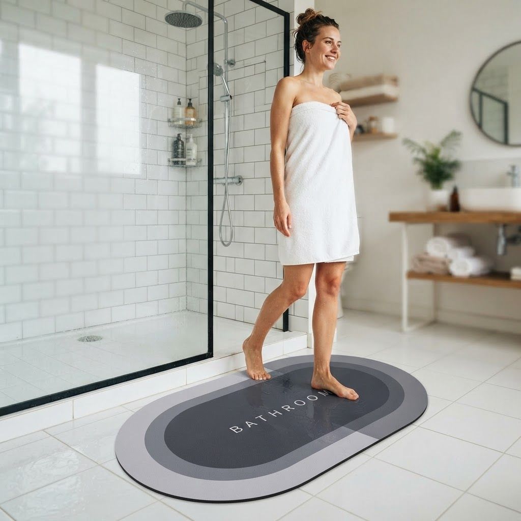 Ovale Premium-Badematte – Weich & saugstark in 5 Farben